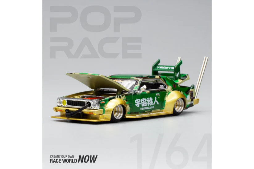 Pop Race x BAPE 1/64 Nissan Skyline (C210) Bosozoku Style Bathing Ape Camo - 30th Anniversary