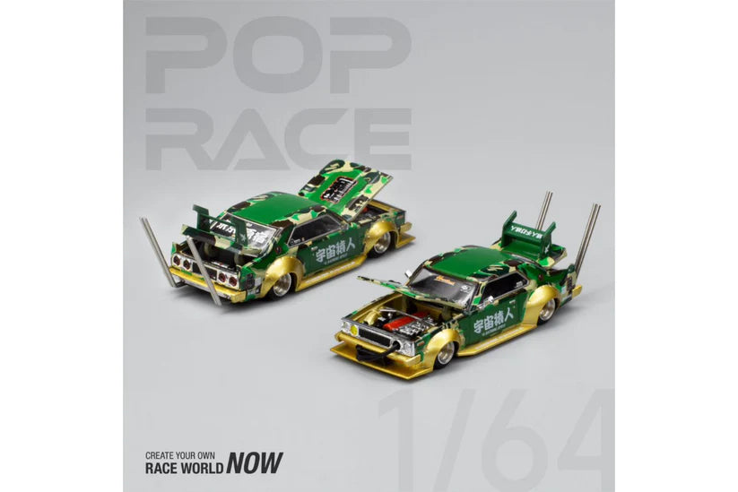 Pop Race x BAPE 1/64 Nissan Skyline (C210) Bosozoku Style Bathing Ape Camo - 30th Anniversary